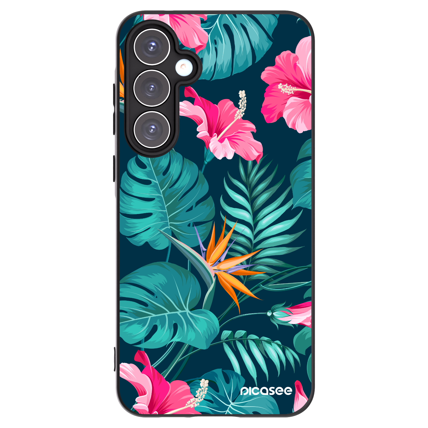 Picasee fekete szilikon tok az alábbi mobiltelefonokra Samsung Galaxy A55 5G A556B - Pink Monstera