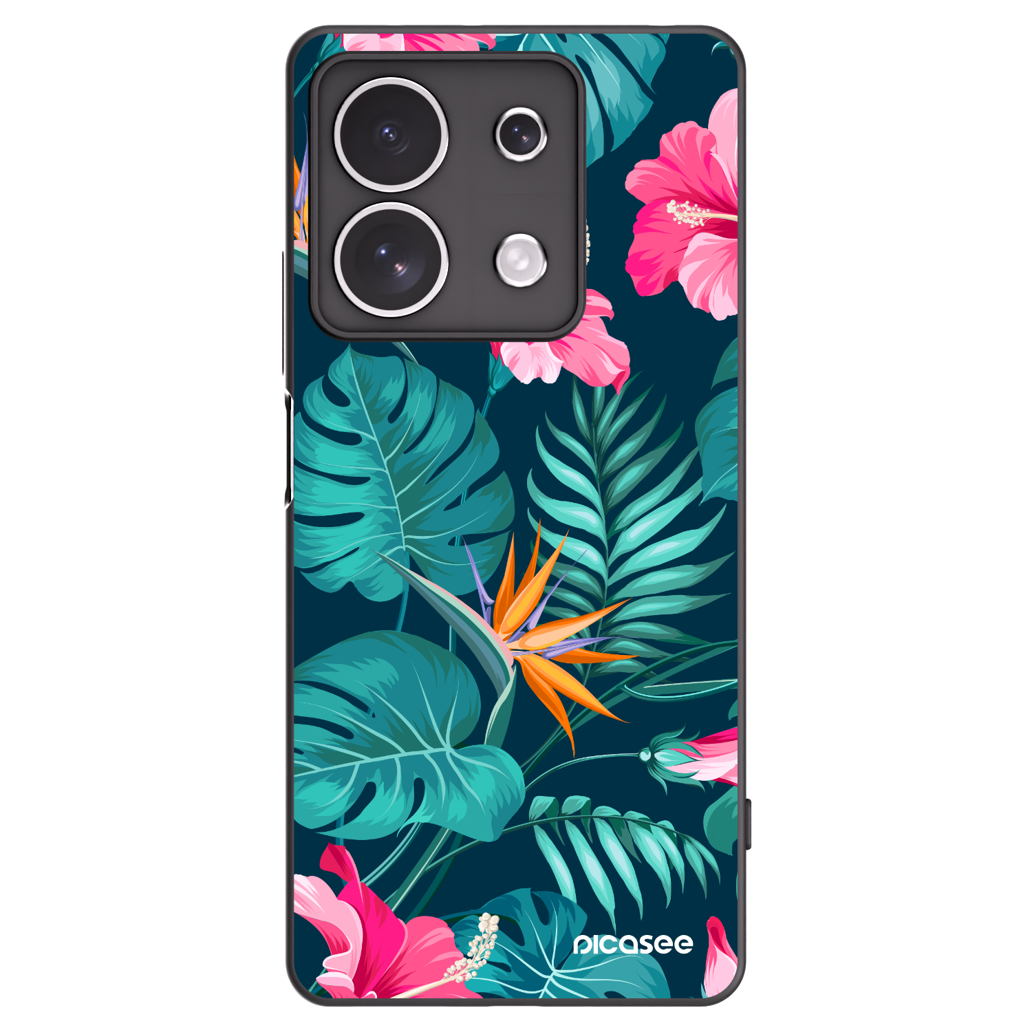 Picasee fekete szilikon tok az alábbi mobiltelefonokra Xiaomi Redmi Note 13 4G - Pink Monstera