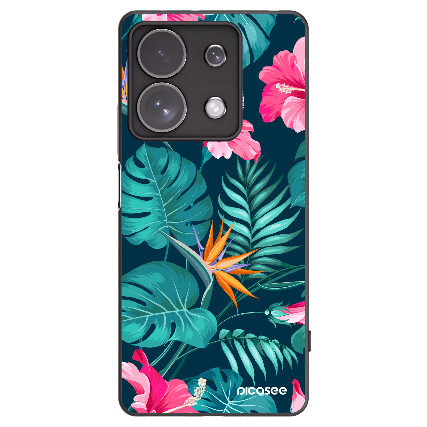 Picasee fekete szilikon tok az alábbi mobiltelefonokra Xiaomi Redmi Note 13 Pro 4G - Pink Monstera