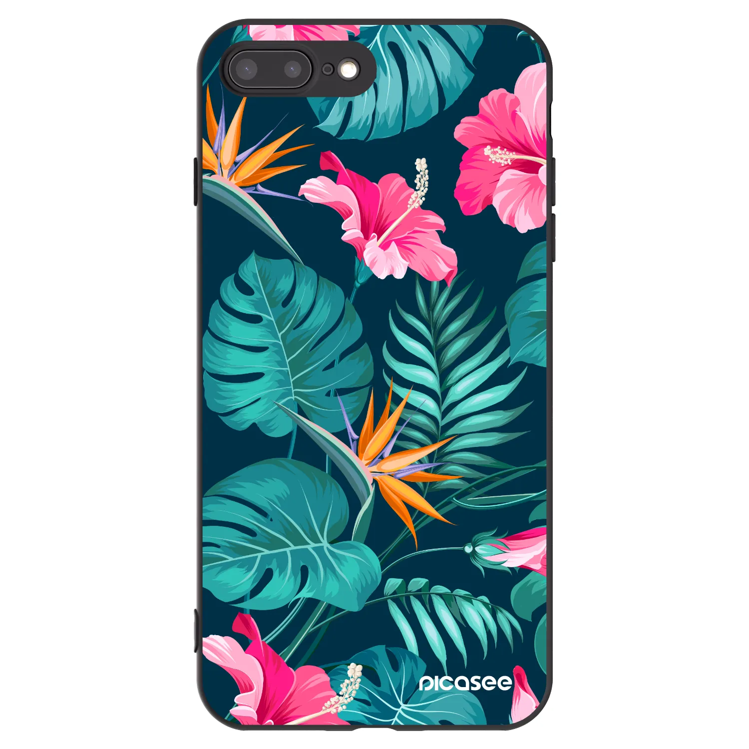 Picasee fekete szilikon tok az alábbi mobiltelefonokra Apple iPhone 8 Plus - Pink Monstera