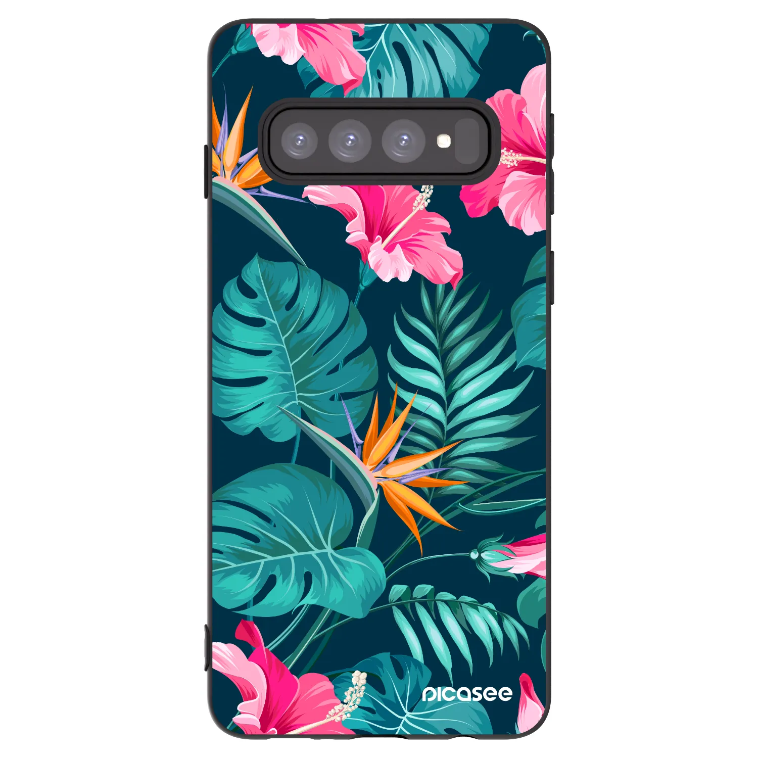 Picasee fekete szilikon tok az alábbi mobiltelefonokra Samsung Galaxy S10 G973 - Pink Monstera