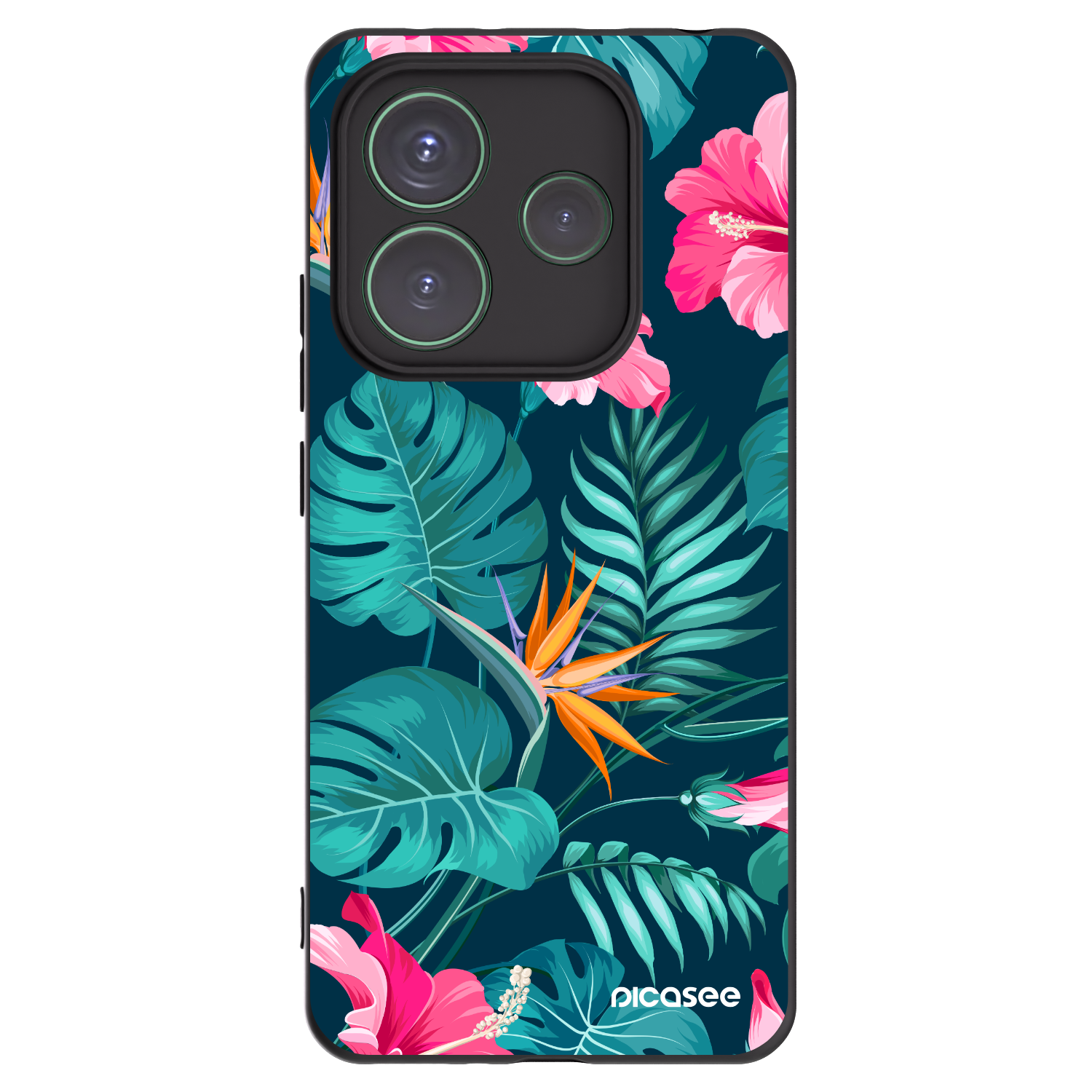 Picasee fekete szilikon tok az alábbi mobiltelefonokra Xiaomi Redmi Note 14 5G - Pink Monstera