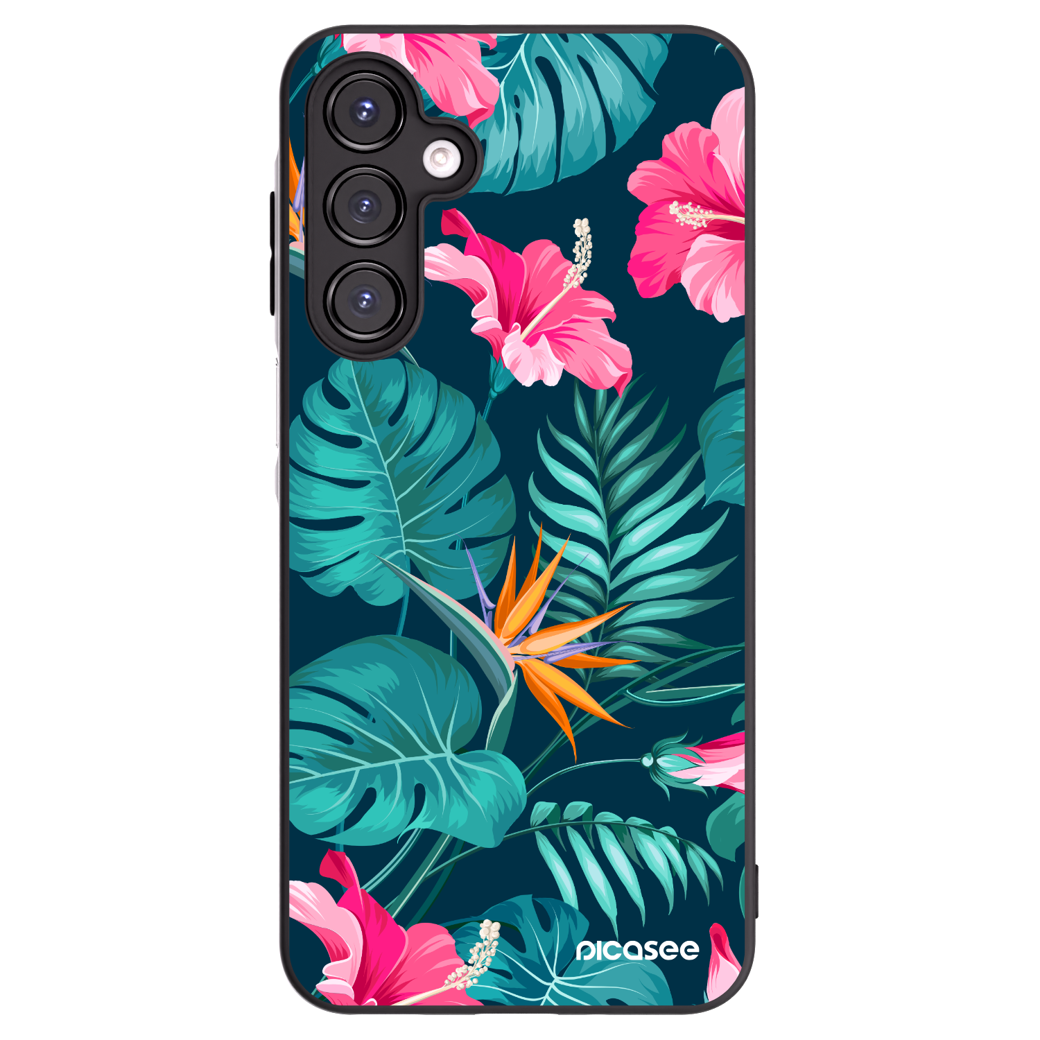 Picasee fekete szilikon tok az alábbi mobiltelefonokra Samsung Galaxy A16 5G - Pink Monstera