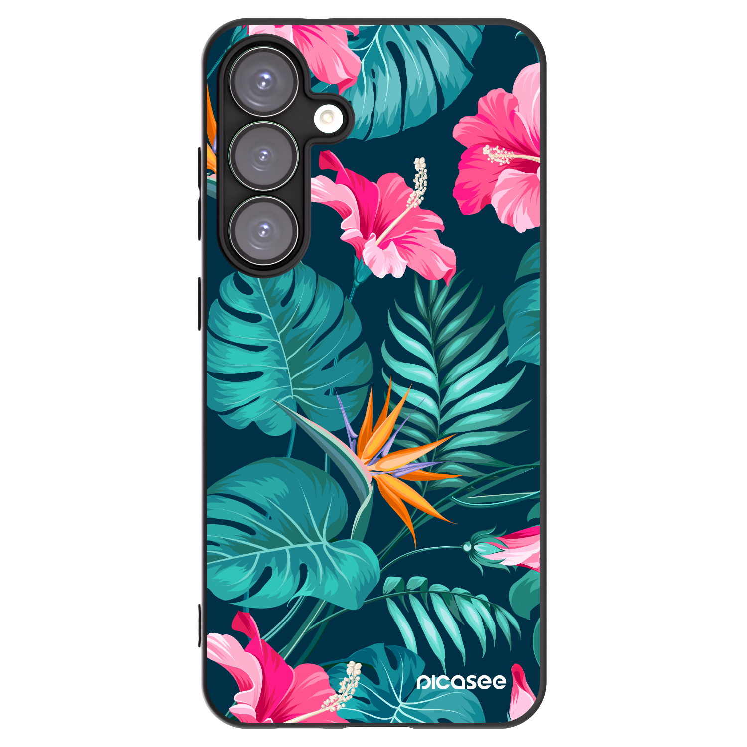 Picasee fekete szilikon tok az alábbi mobiltelefonokra Samsung Galaxy S25+ 5G - Pink Monstera