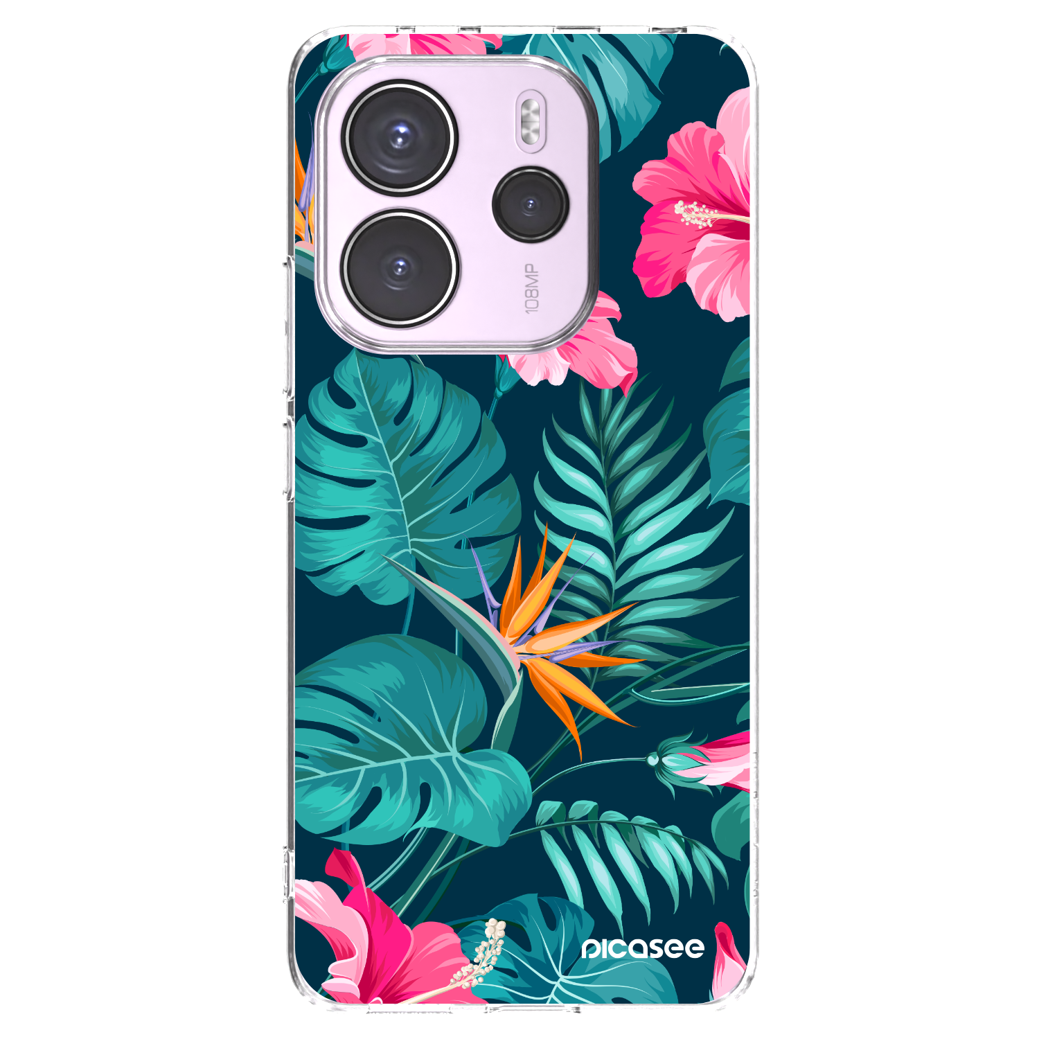 Picasee átlátszó szilikon tok az alábbi mobiltelefonokra Xiaomi Redmi Note 14 4G - Pink Monstera