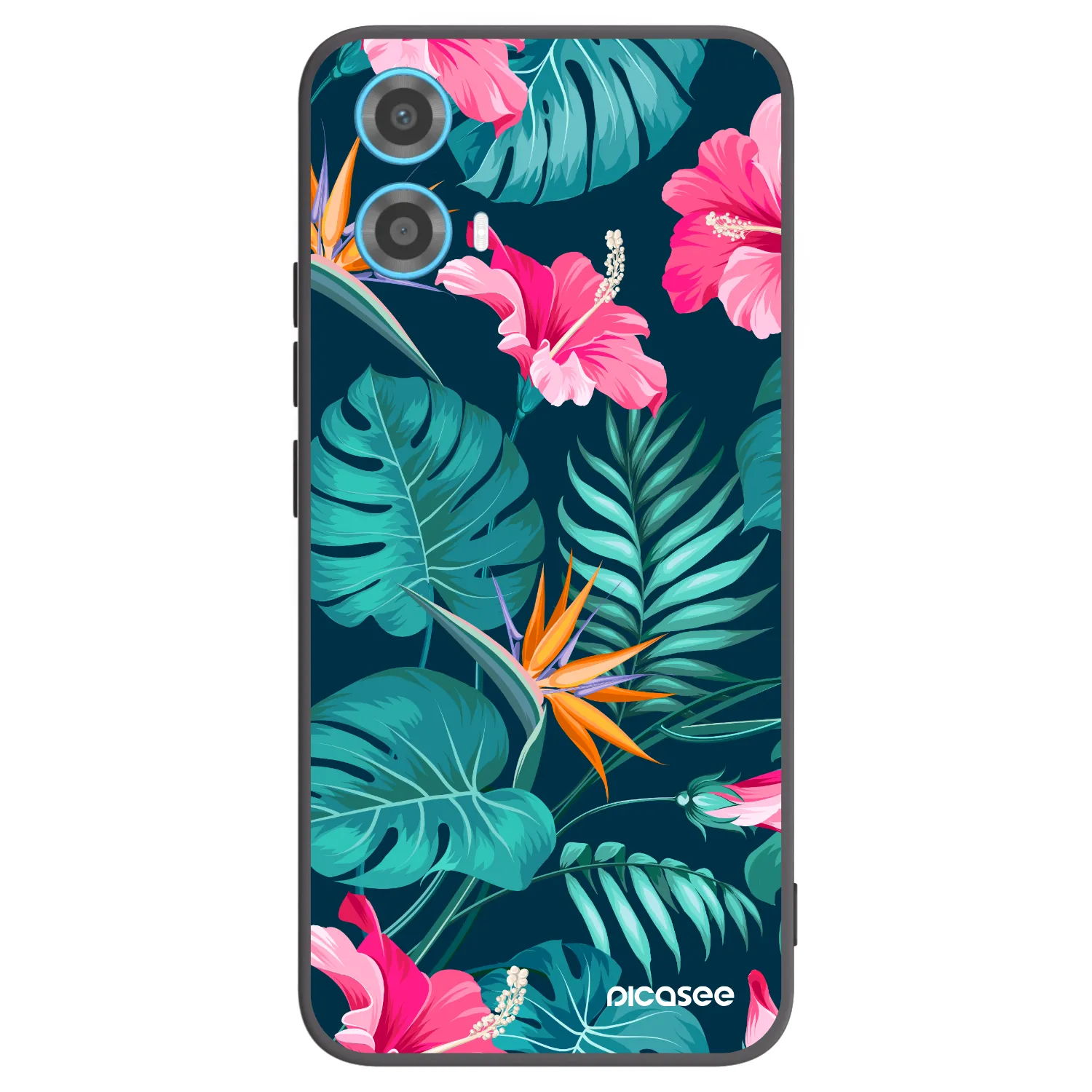 Picasee fekete szilikon tok az alábbi mobiltelefonokra Motorola Moto G34 5G - Pink Monstera