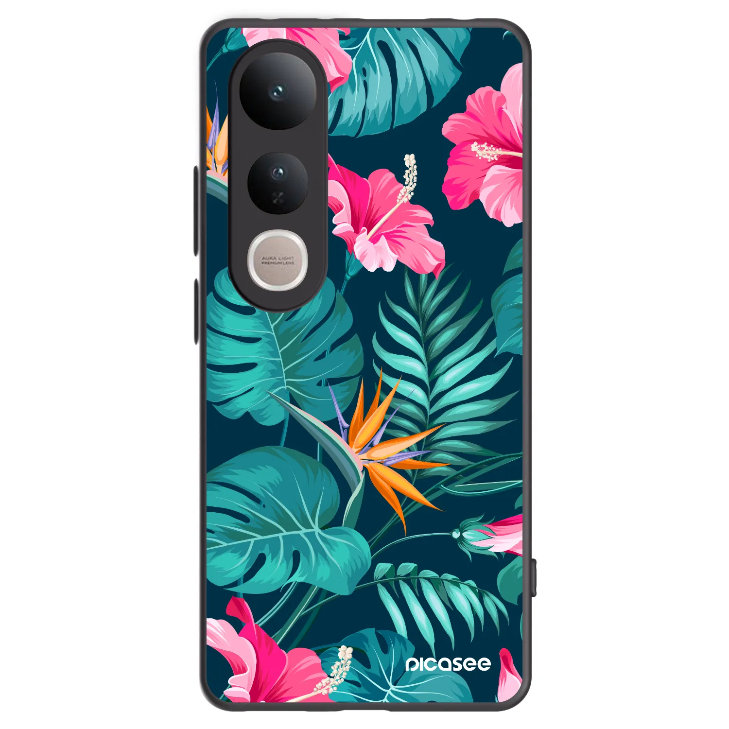 Picasee fekete szilikon tok az alábbi mobiltelefonokra Vivo V50 Lite 5G - Pink Monstera