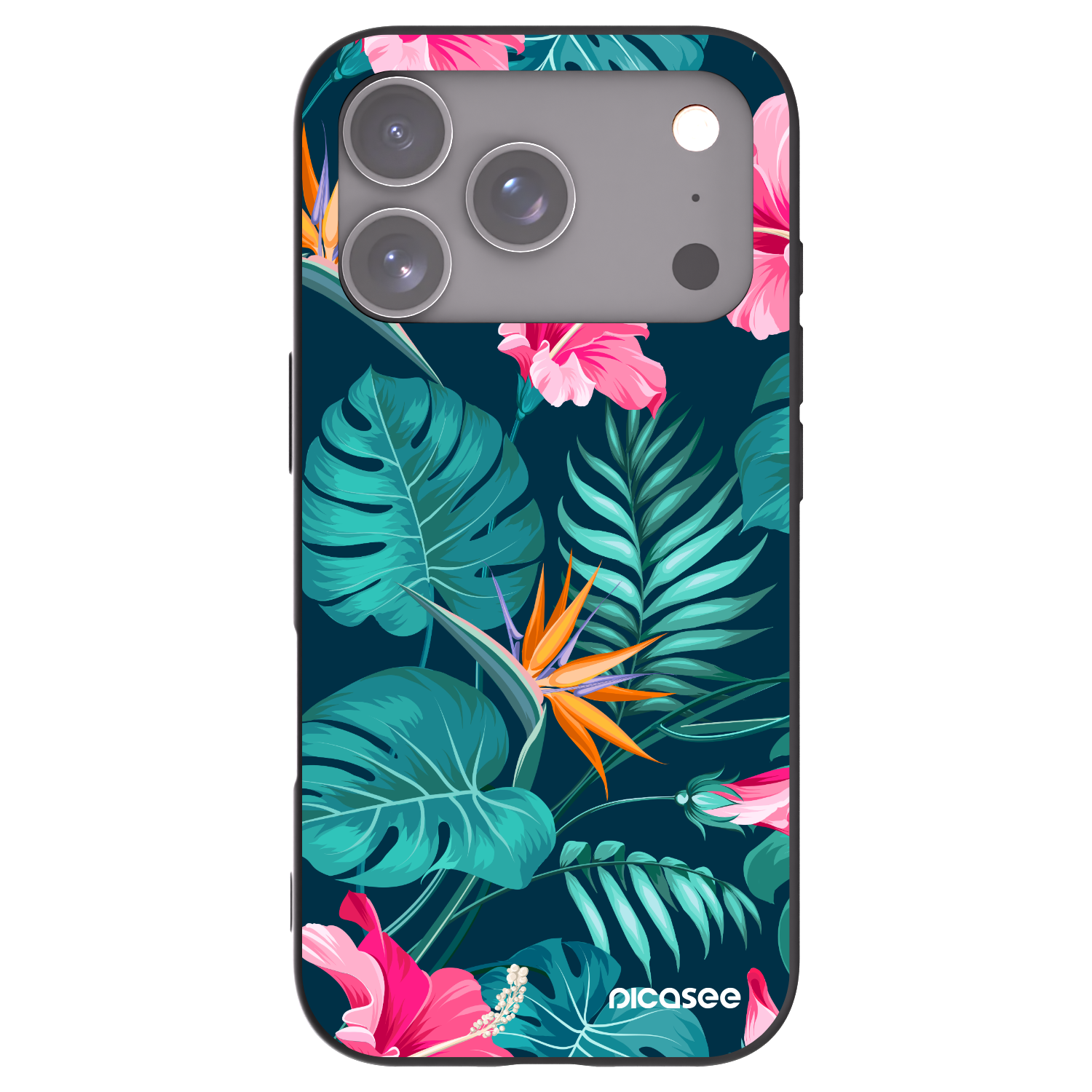 Picasee fekete szilikon tok az alábbi mobiltelefonokra Apple iPhone 17 Pro - Pink Monstera