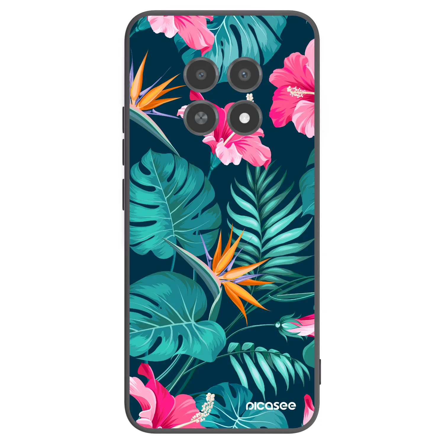 Picasee fekete szilikon tok az alábbi mobiltelefonokra Realme 12X - Pink Monstera