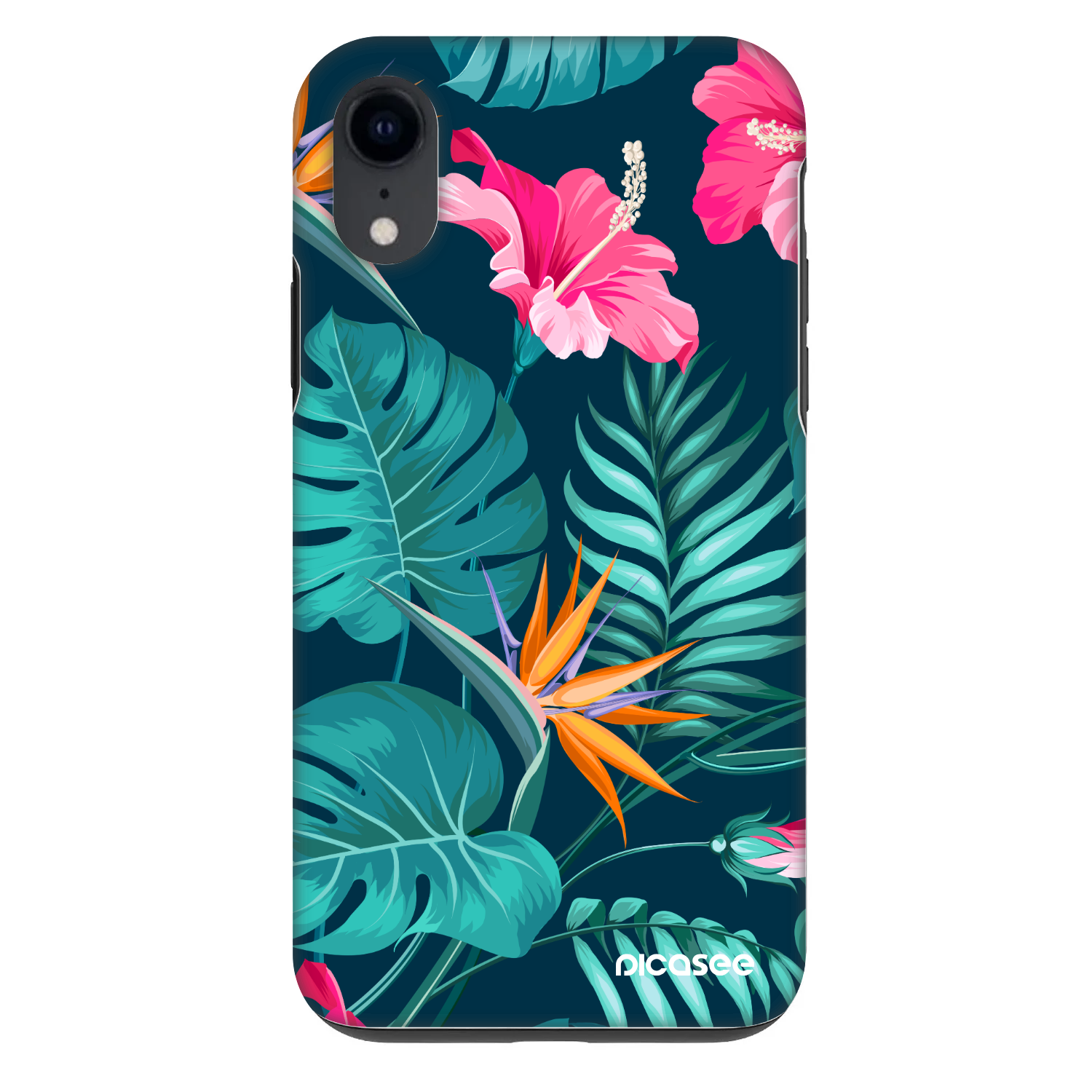 Picasee Fashion Case Apple iPhone XR - Pink Monstera