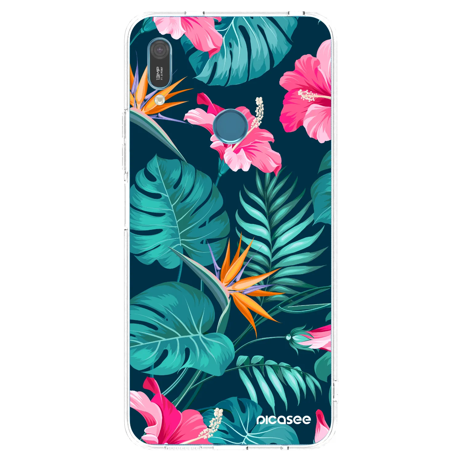 Picasee átlátszó szilikon tok az alábbi mobiltelefonokra Huawei Y6 2019 - Pink Monstera