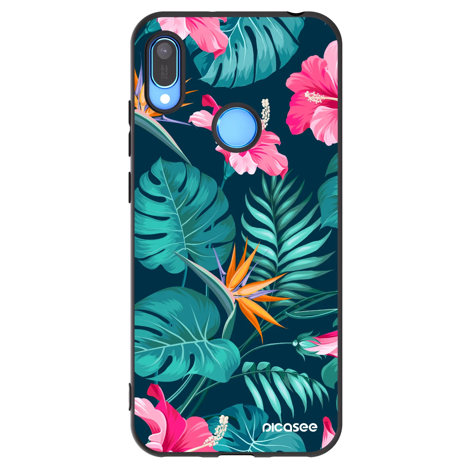 Picasee fekete szilikon tok az alábbi mobiltelefonokra Huawei Y6 2019 - Pink Monstera