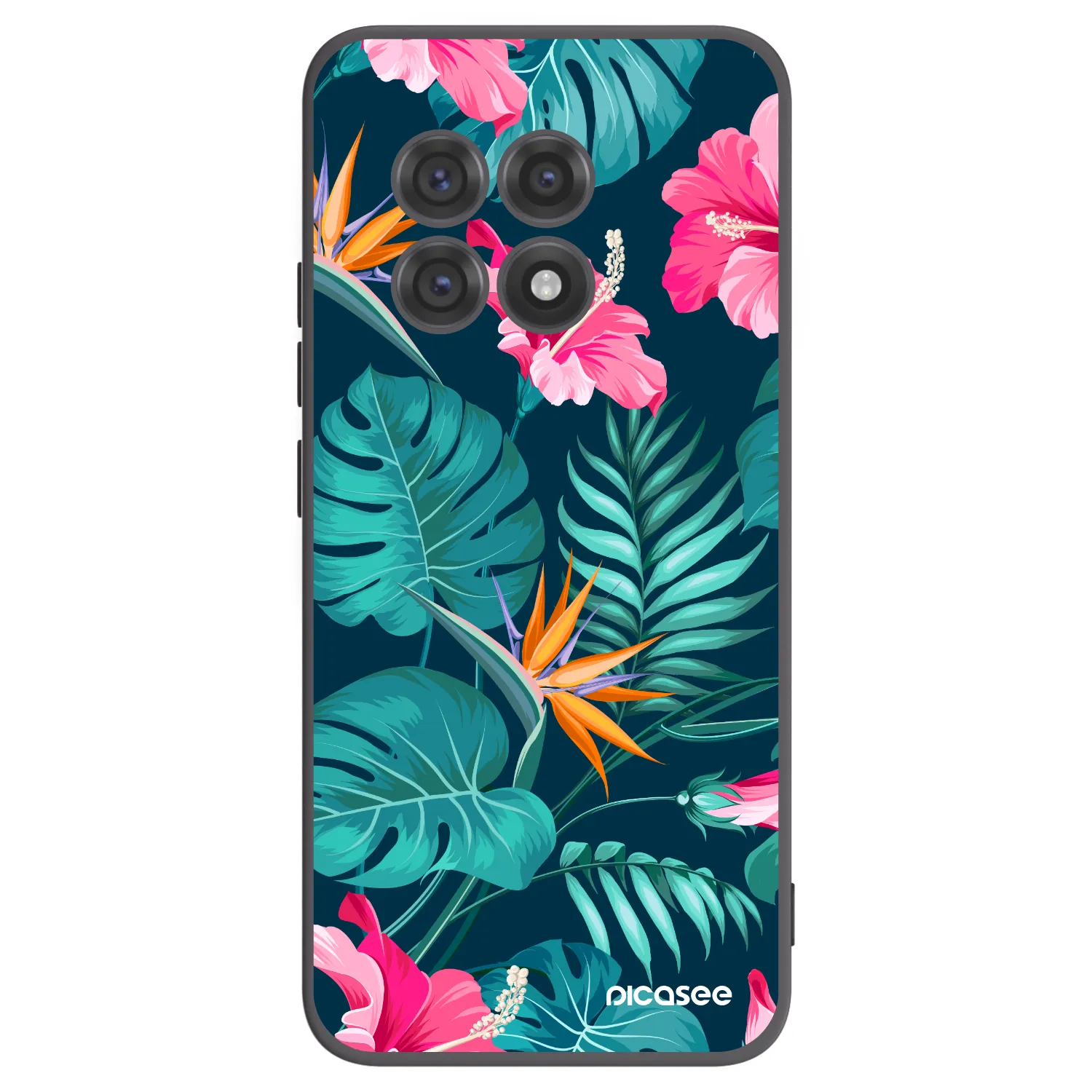 Picasee fekete szilikon tok az alábbi mobiltelefonokra OnePlus 13R 5G - Pink Monstera