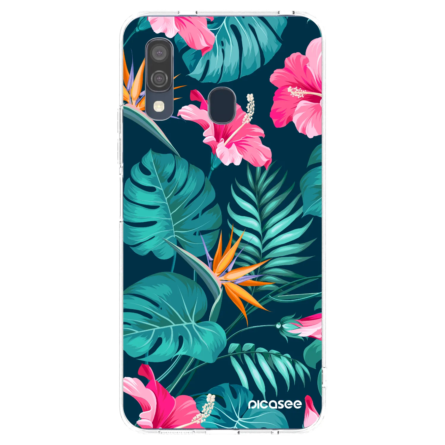 Picasee átlátszó szilikon tok az alábbi mobiltelefonokra Samsung Galaxy A40 A405F - Pink Monstera