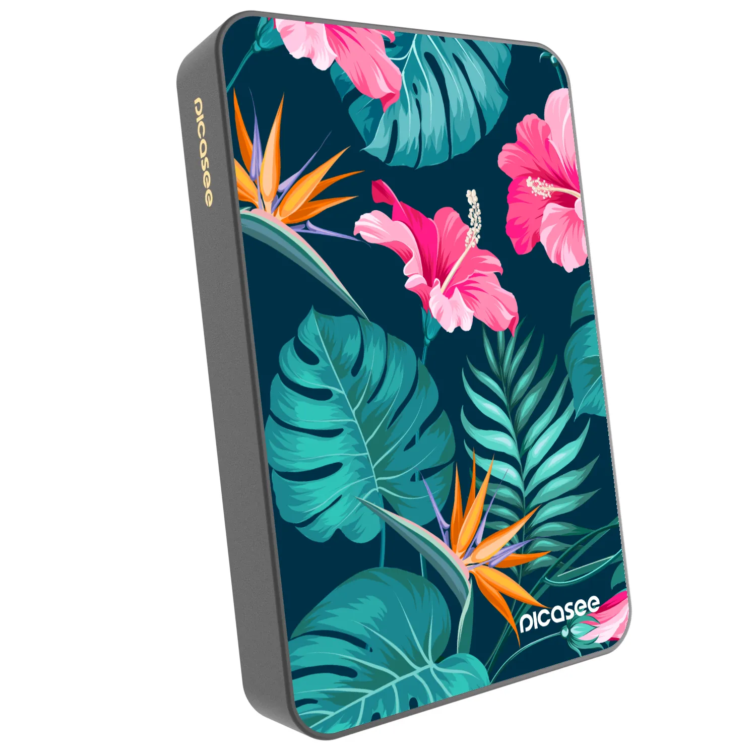 Picasee Powerbank MagSafe 10 000 mAh Szürke - Pink Monstera