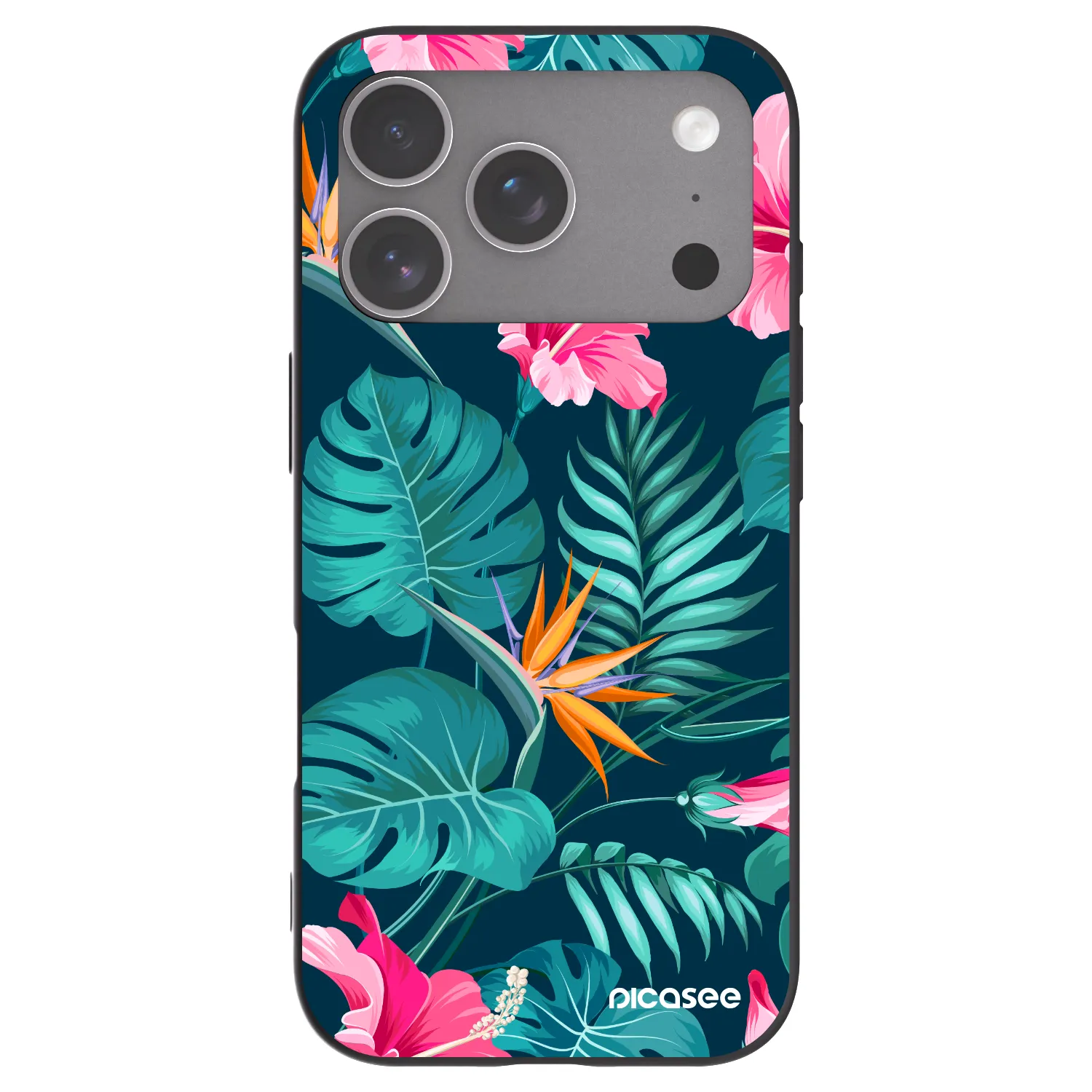 Picasee fekete szilikon tok az alábbi mobiltelefonokra Apple iPhone 18 Pro - Pink Monstera