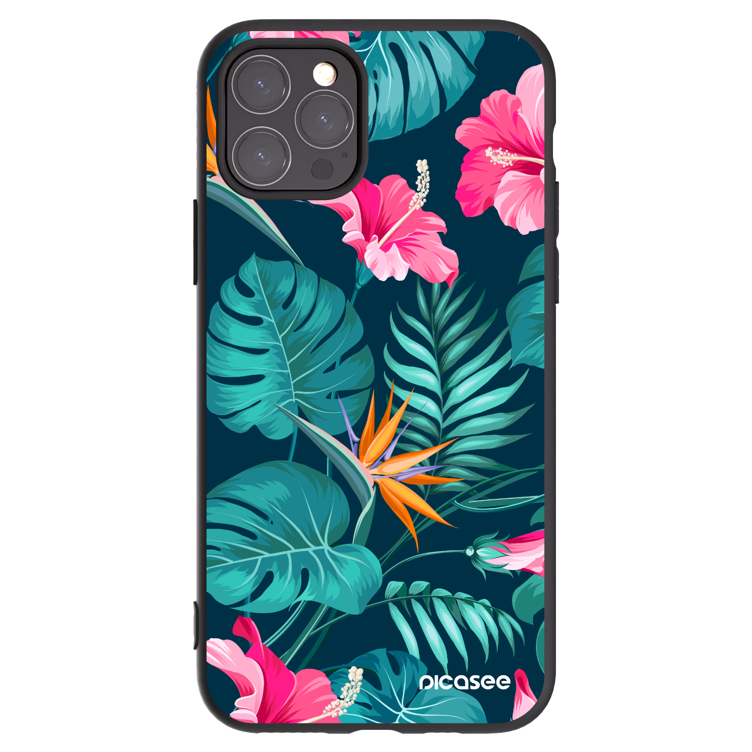 Picasee fekete szilikon tok az alábbi mobiltelefonokra Apple iPhone 11 Pro - Pink Monstera