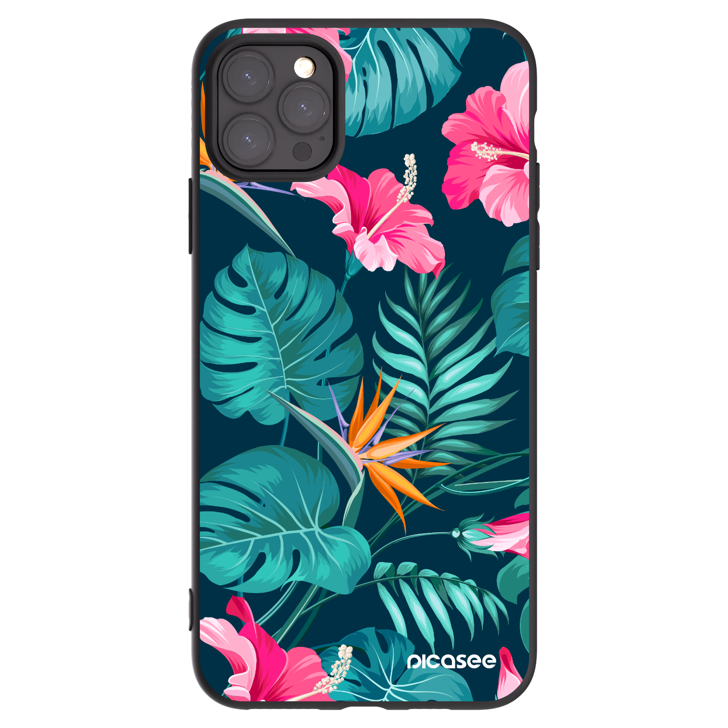Picasee fekete szilikon tok az alábbi mobiltelefonokra Apple iPhone 11 Pro Max - Pink Monstera