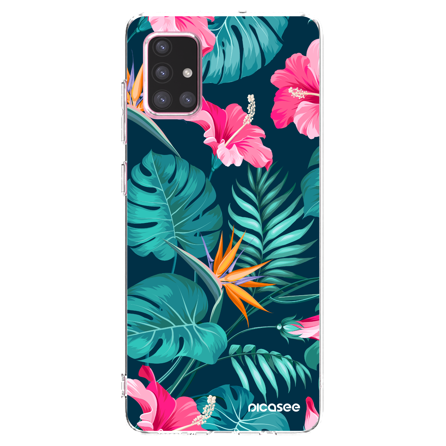 Picasee átlátszó szilikon tok az alábbi mobiltelefonokra Samsung Galaxy A71 A715F - Pink Monstera