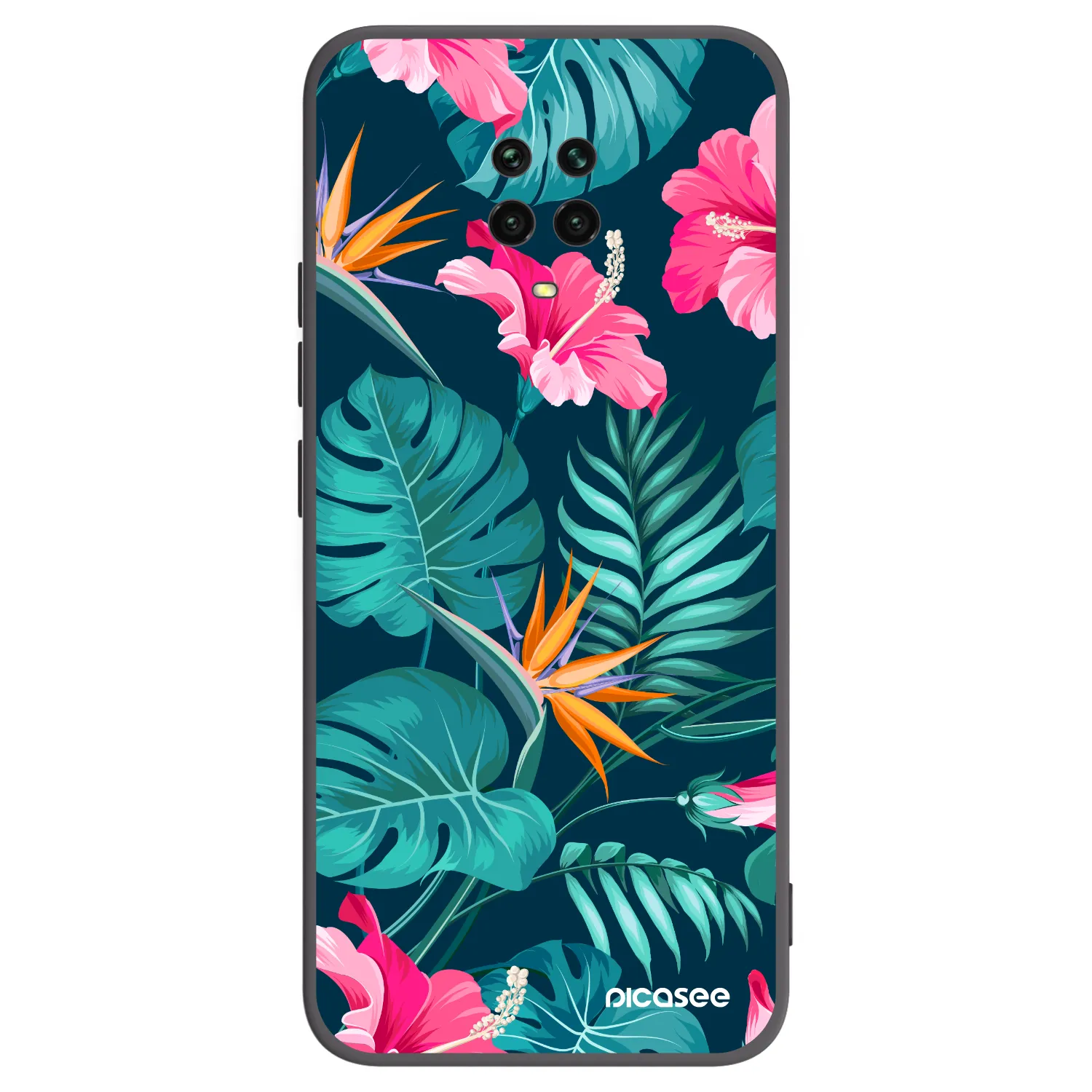 Picasee fekete szilikon tok az alábbi mobiltelefonokra Xiaomi Redmi Note 9 Pro - Pink Monstera