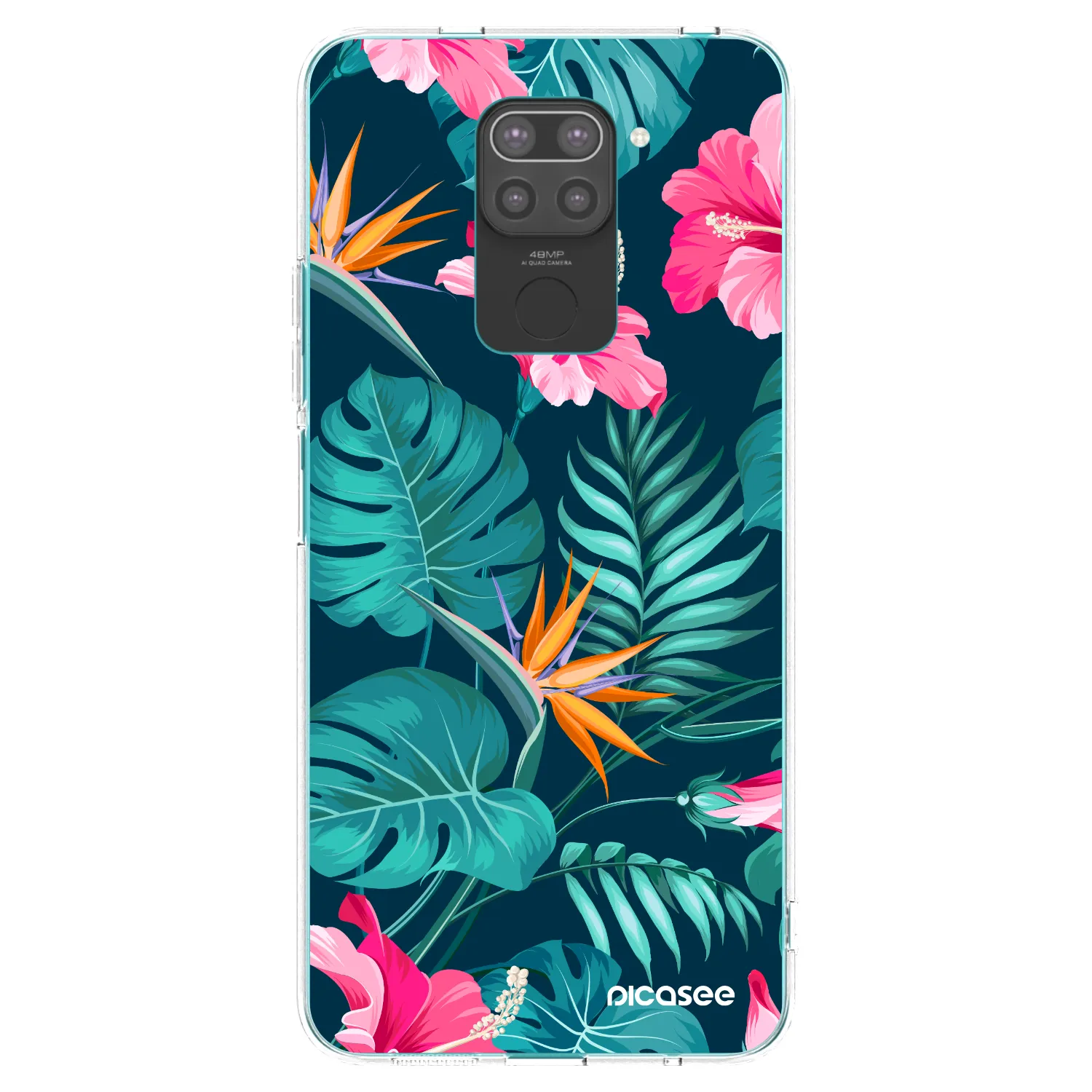 Picasee fekete szilikon tok az alábbi mobiltelefonokra Xiaomi Redmi Note 9 - Pink Monstera