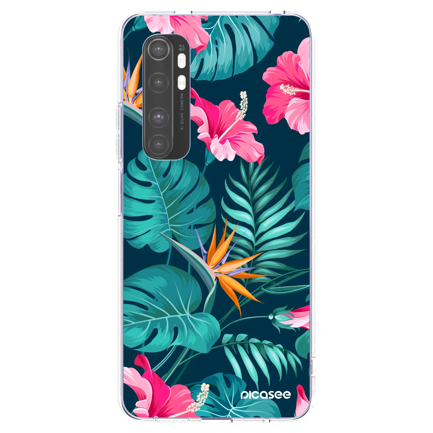 Picasee átlátszó szilikon tok az alábbi mobiltelefonokra Xiaomi Mi Note 10 Lite - Pink Monstera