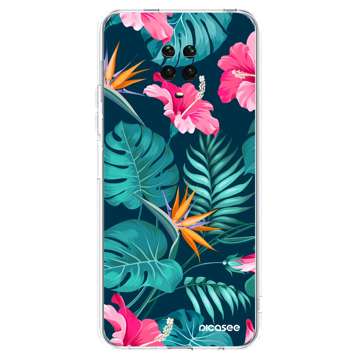 Picasee átlátszó szilikon tok az alábbi mobiltelefonokra Xiaomi Redmi Note 9S - Pink Monstera