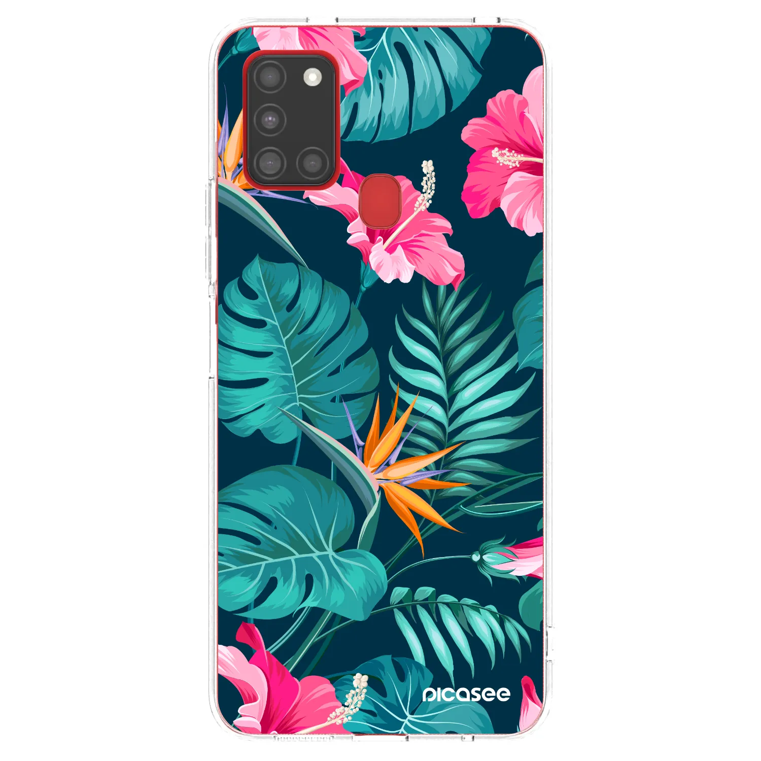 Picasee átlátszó szilikon tok az alábbi mobiltelefonokra Samsung Galaxy A21s - Pink Monstera