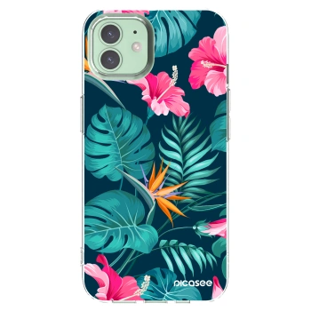 Picasee átlátszó szilikon tok az alábbi mobiltelefonokra Apple iPhone 12 Pro - Pink Monstera