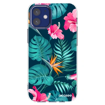 Picasee átlátszó szilikon tok az alábbi mobiltelefonokra Apple iPhone 12 mini - Pink Monstera