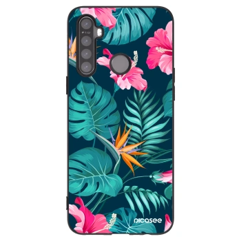 Picasee fekete szilikon tok az alábbi mobiltelefonokra Realme 6i - Pink Monstera