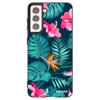 Picasee fekete szilikon tok az alábbi mobiltelefonokra Samsung Galaxy S21 5G G991B - Pink Monstera