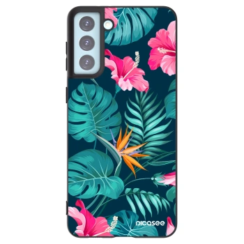 Picasee fekete szilikon tok az alábbi mobiltelefonokra Samsung Galaxy S21+ 5G G996F - Pink Monstera