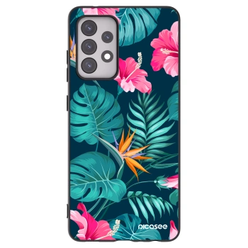 Picasee fekete szilikon tok az alábbi mobiltelefonokra Samsung Galaxy A52 5G A525F - Pink Monstera