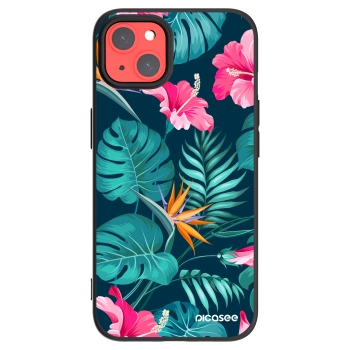 Picasee fekete szilikon tok az alábbi mobiltelefonokra Apple iPhone 13 - Pink Monstera