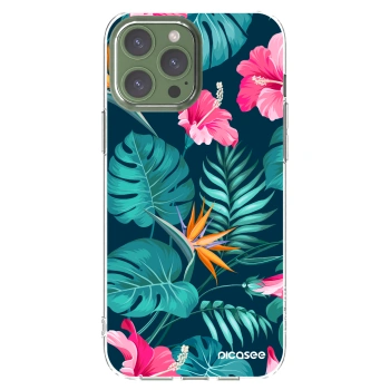 Picasee átlátszó szilikon tok az alábbi mobiltelefonokra Apple iPhone 13 Pro Max - Pink Monstera