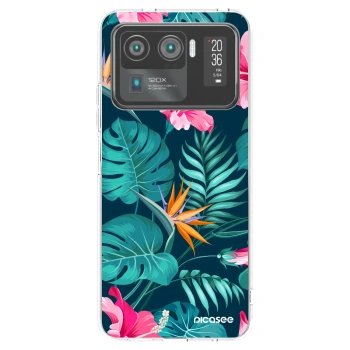 Picasee átlátszó szilikon tok az alábbi mobiltelefonokra Xiaomi Mi 11 Ultra - Pink Monstera