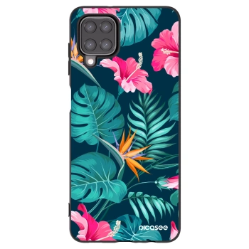 Picasee fekete szilikon tok az alábbi mobiltelefonokra Samsung Galaxy M12 M127F - Pink Monstera