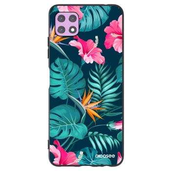 Picasee fekete szilikon tok az alábbi mobiltelefonokra Samsung Galaxy A22 A226B 5G - Pink Monstera
