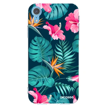 Picasee átlátszó szilikon tok az alábbi mobiltelefonokra Apple iPhone XR - Pink Monstera