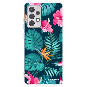 Picasee átlátszó szilikon tok az alábbi mobiltelefonokra Samsung Galaxy A52s 5G A528B - Pink Monstera