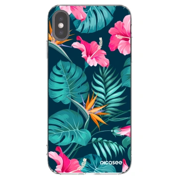 Picasee átlátszó szilikon tok az alábbi mobiltelefonokra Apple iPhone XS Max - Pink Monstera