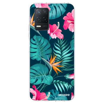 Picasee átlátszó szilikon tok az alábbi mobiltelefonokra Realme 8 5G - Pink Monstera