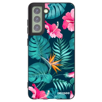Picasee fekete szilikon tok az alábbi mobiltelefonokra Samsung Galaxy S21 FE 5G - Pink Monstera