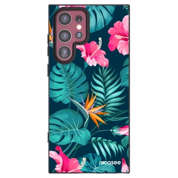 Picasee fekete szilikon tok az alábbi mobiltelefonokra Samsung Galaxy S22 Ultra 5G - Pink Monstera