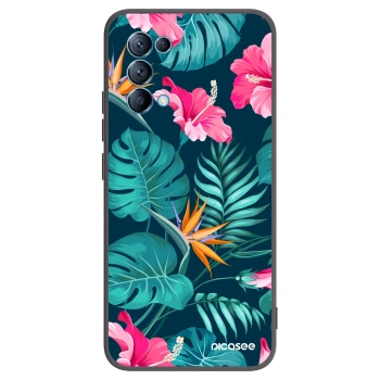 Picasee fekete szilikon tok az alábbi mobiltelefonokra OPPO Reno 5 5G - Pink Monstera