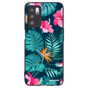 Picasee fekete szilikon tok az alábbi mobiltelefonokra OPPO A16s - Pink Monstera