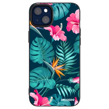 Picasee fekete szilikon tok az alábbi mobiltelefonokra Apple iPhone 14 Plus - Pink Monstera
