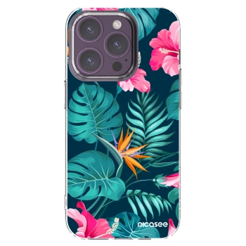Picasee átlátszó szilikon tok az alábbi mobiltelefonokra Apple iPhone 14 Pro - Pink Monstera