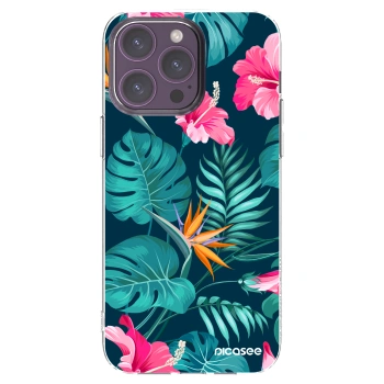 Picasee átlátszó szilikon tok az alábbi mobiltelefonokra Apple iPhone 14 Pro Max - Pink Monstera